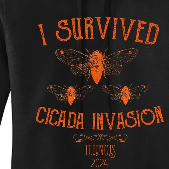 Cicada Invasion Illinois Usa 2024 Insect Entomology Orange Women's Pullover Hoodie