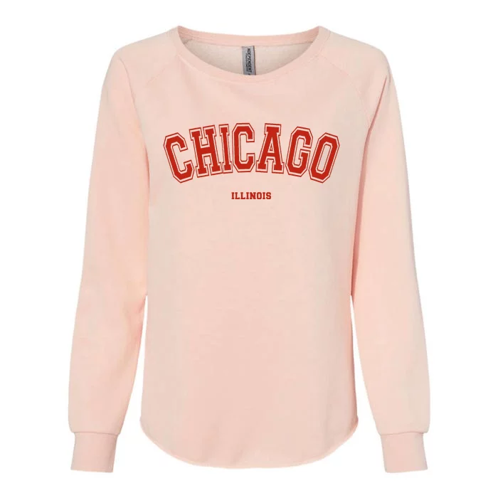 Chicago Illinois Il Red Letter Graphic On Chicago Womens California Wash Sweatshirt