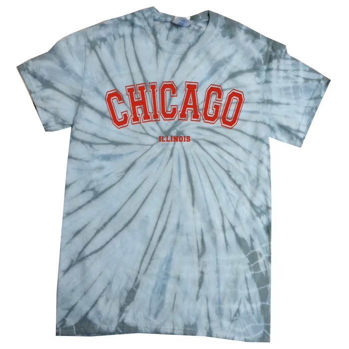 Chicago Illinois Il Red Letter Graphic On Chicago Tie-Dye T-Shirt