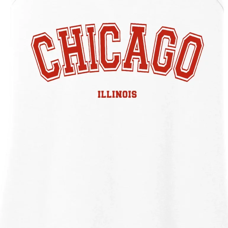 Chicago Illinois Il Red Letter Graphic On Chicago Ladies Essential Tank