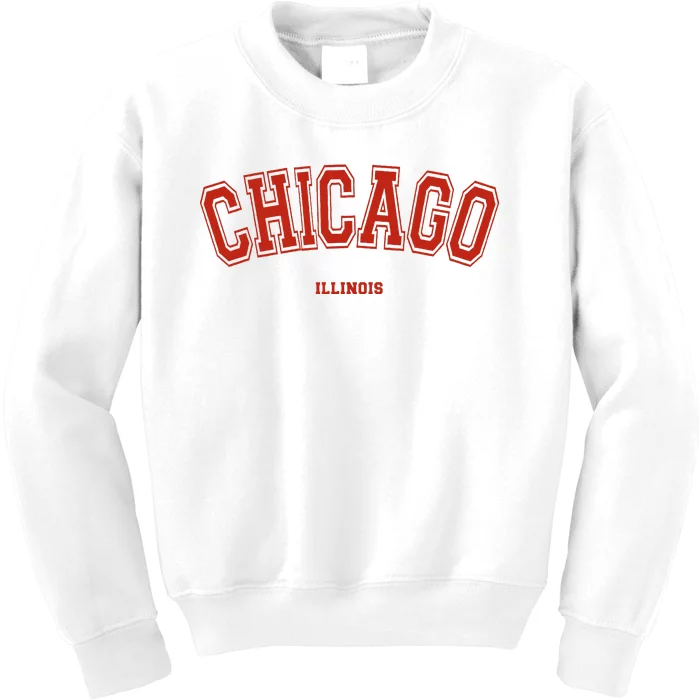 Chicago Illinois Il Red Letter Graphic On Chicago Kids Sweatshirt