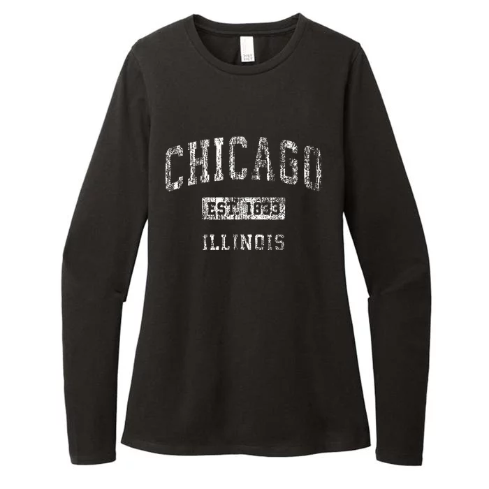 Chicago Illinois Il Vintage Athletic Sports Womens CVC Long Sleeve Shirt