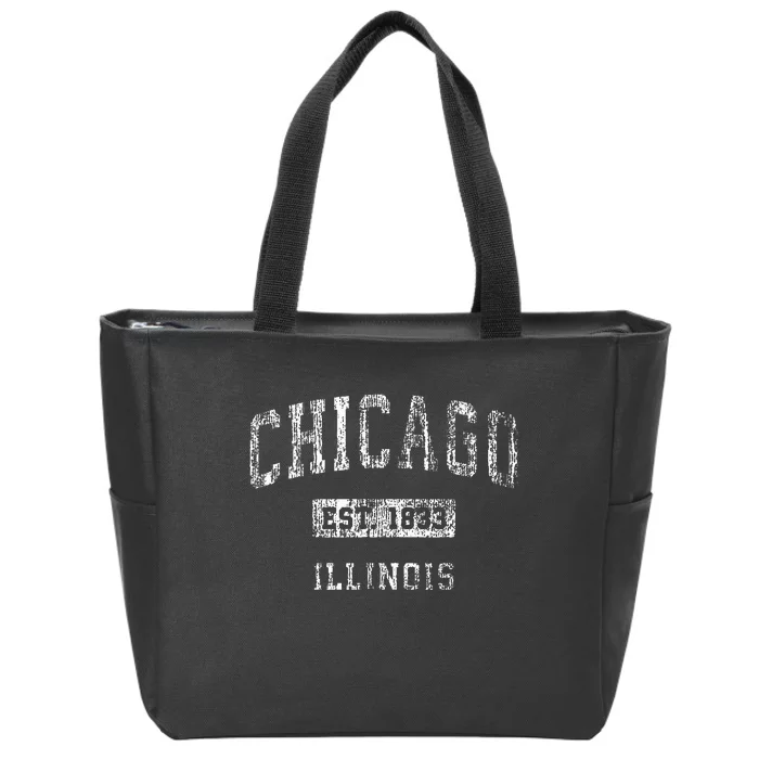 Chicago Illinois Il Vintage Athletic Sports Zip Tote Bag