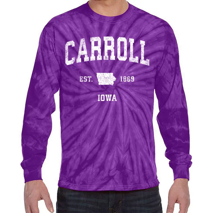 Carroll Iowa Ia Vintage Sports Tie-Dye Long Sleeve Shirt