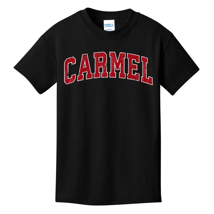 Carmel Indiana In Vintage Sports Design Red Design Kids T-Shirt