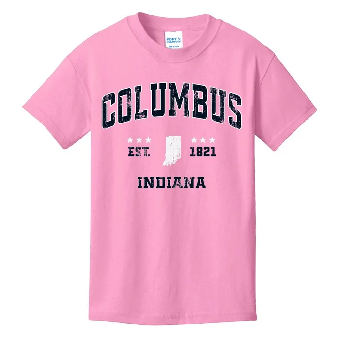 Columbus Indiana In Vintage Athletic Sports Souvenir Kids T-Shirt