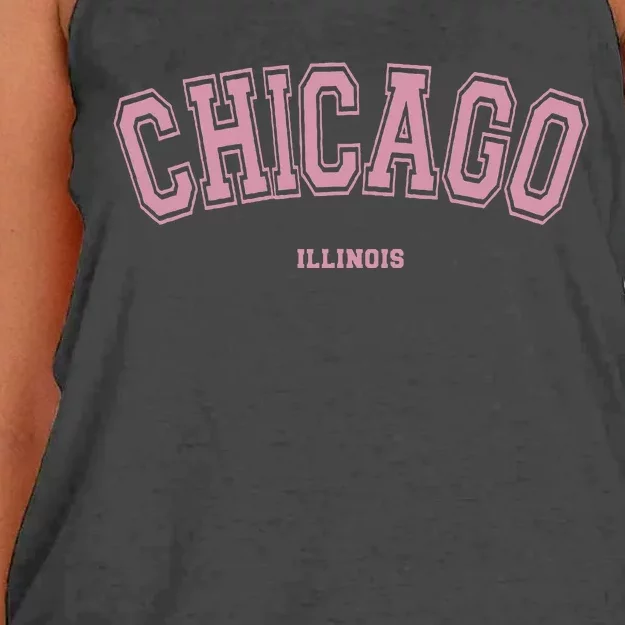 Chicago Illinois Il Varsity Style On Chicago Women's Knotted Racerback Tank