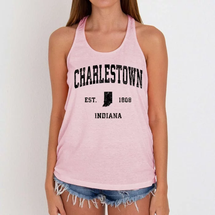 Charlestown Indiana In Vintage Athletic Women's Knotted Racerback Tank