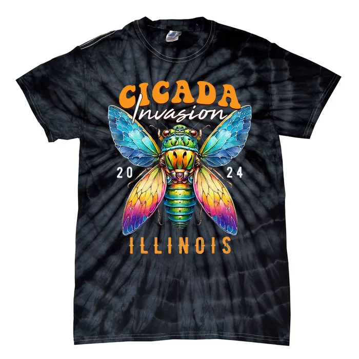 Cicada Invasion Illinois 2024 Insect Broods Xix And Xiii Tie-Dye T-Shirt