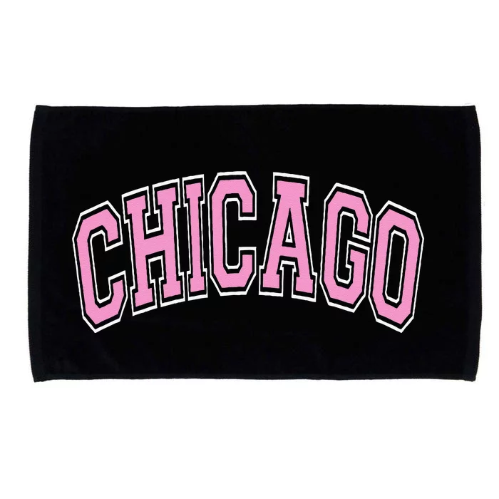 Chicago Illinois IL Varsity Style Pink Text Microfiber Hand Towel