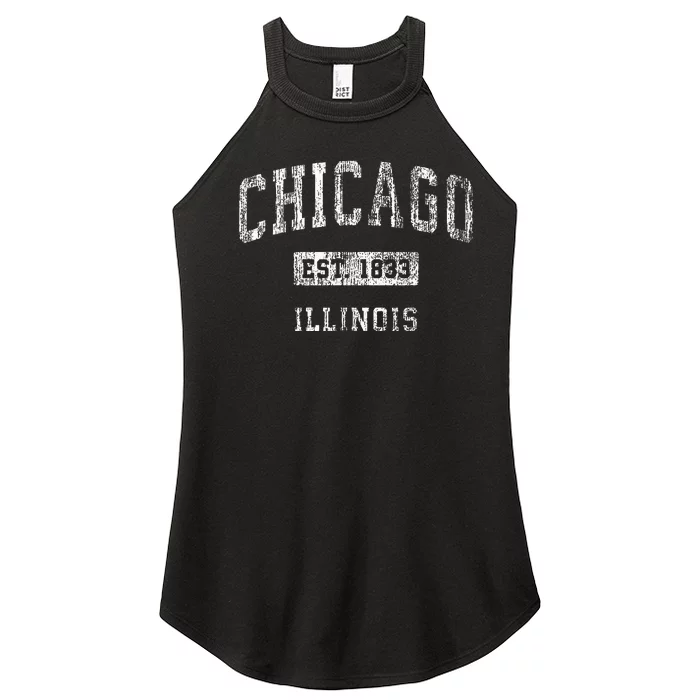 Chicago Illinois Il Vintage Athletic Sports Women’s Perfect Tri Rocker Tank