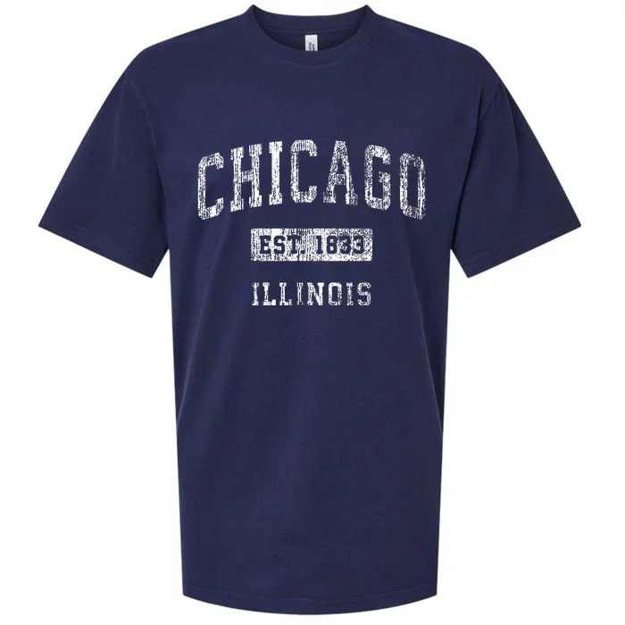 Chicago Illinois Il Vintage Athletic Sports Sueded Cloud Jersey T-Shirt