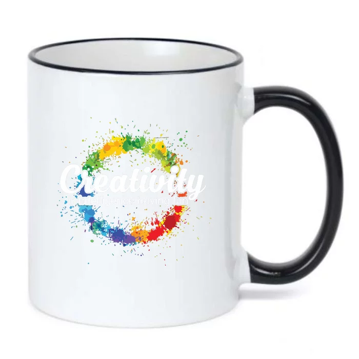 Creativity Is Intelligence Having Fun Colorful Art Black Color Changing Mug