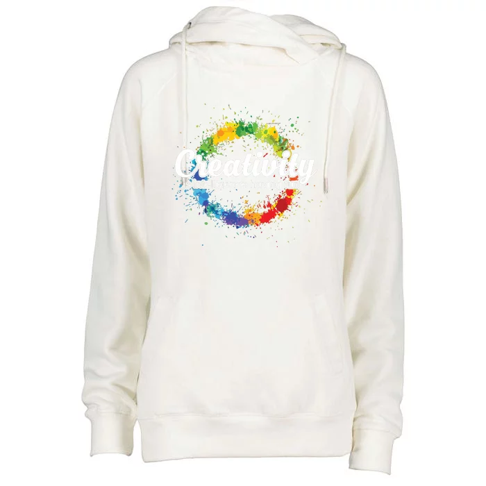 Creativity Is Intelligence Having Fun Colorful Art Womens Funnel Neck Pullover Hood