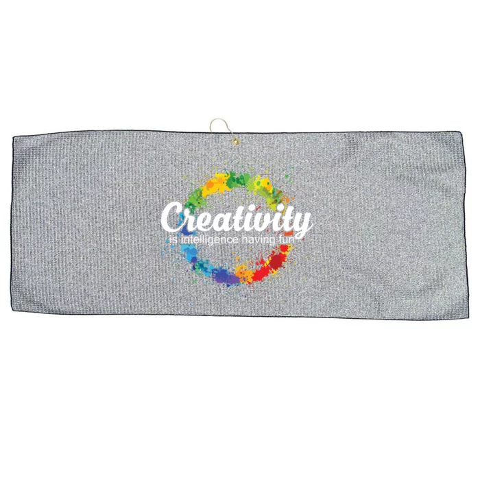 Creativity Is Intelligence Having Fun Colorful Art Large Microfiber Waffle Golf Towel