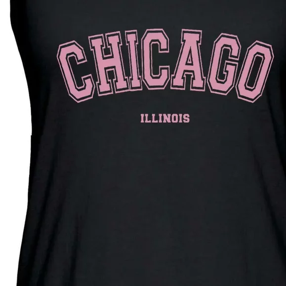 Chicago Illinois Il Varsity Style On Chicago Ladies Essential Flowy Tank