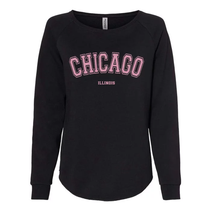 Chicago Illinois Il Varsity Style On Chicago Womens California Wash Sweatshirt