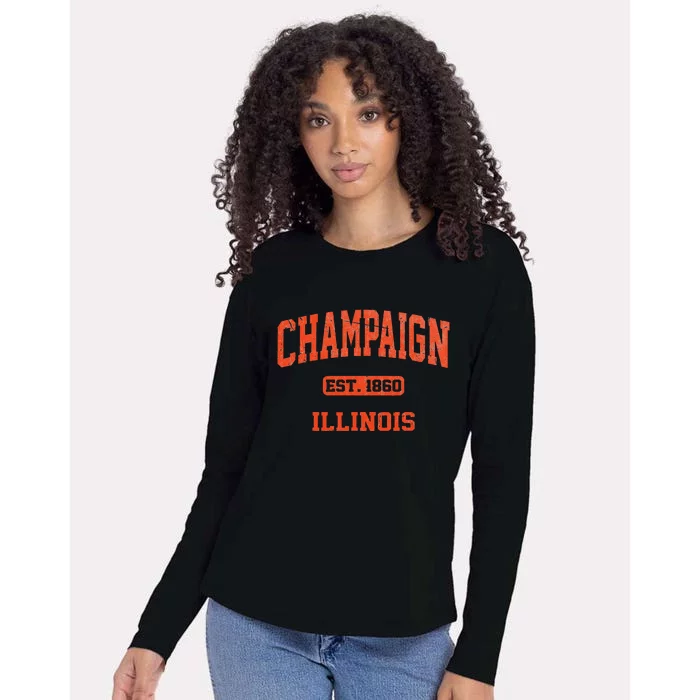 Champaign Illinois IL Vintage State Athletic Style Womens Cotton Relaxed Long Sleeve T-Shirt