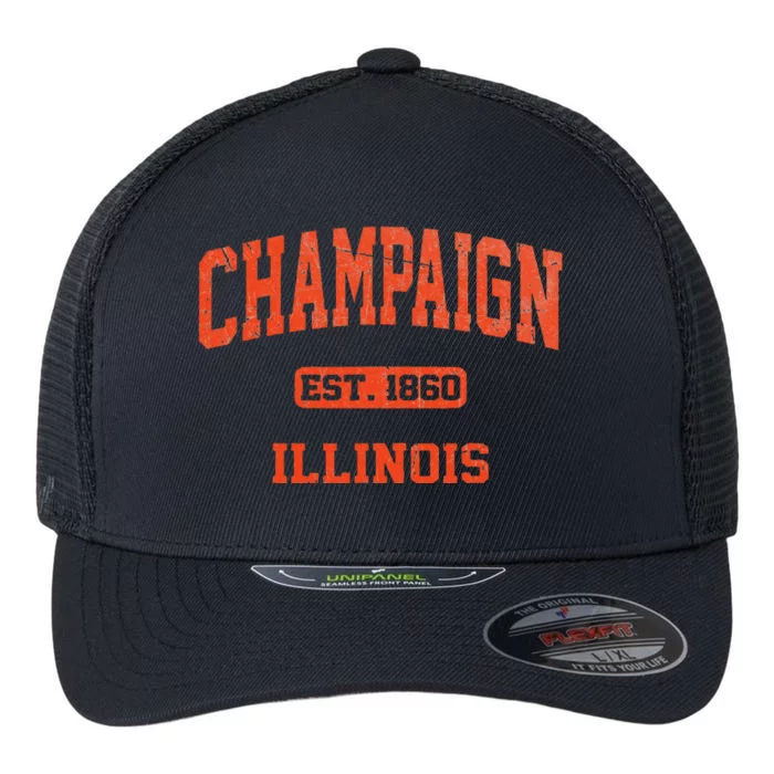 Champaign Illinois IL Vintage State Athletic Style Flexfit Unipanel Trucker Cap