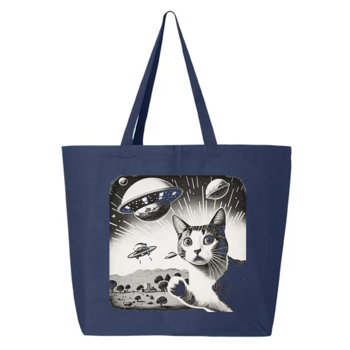 Cat Incident Involving UAPs Funny UFO Retro Aliens 25L Jumbo Tote