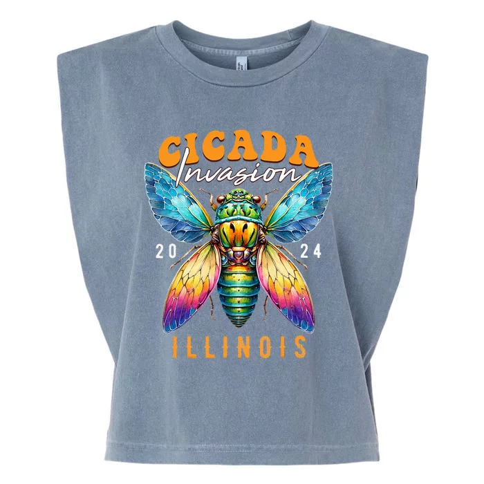 Cicada Invasion Illinois 2024 Insect Broods Xix And Xiii Garment-Dyed Women's Muscle Tee