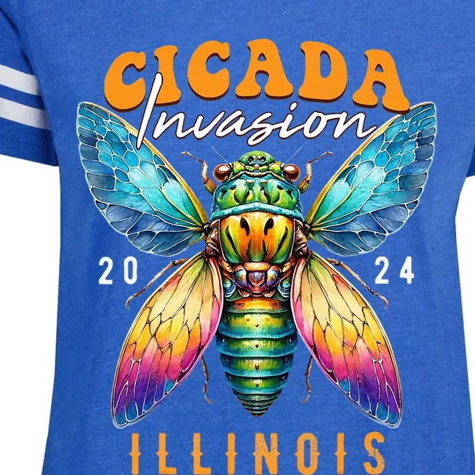 Cicada Invasion Illinois 2024 Insect Broods Xix And Xiii Enza Ladies Jersey Football T-Shirt