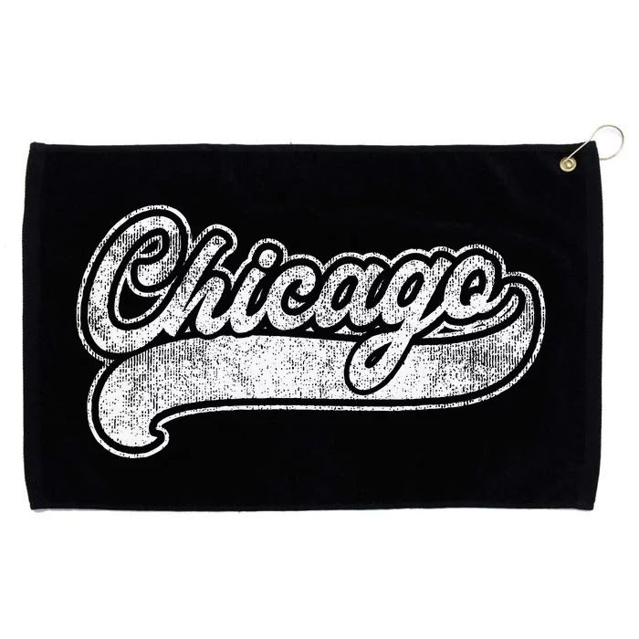 Chicago Illinois Il Retro Baseball Style Grommeted Golf Towel