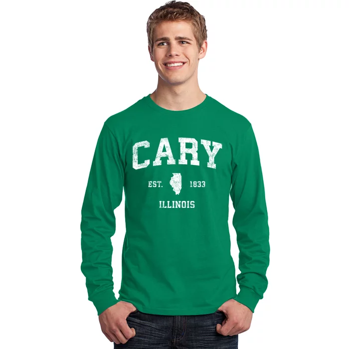 Cary Illinois Il Vintage Sports Long Sleeve Shirt