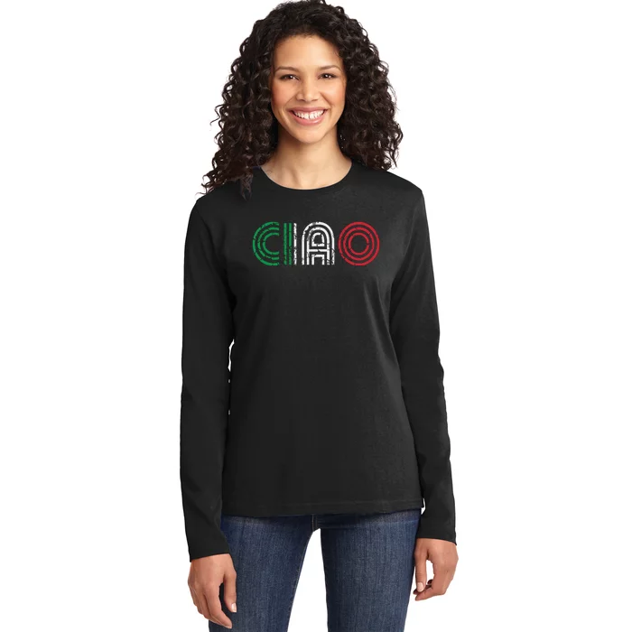 Ciao Italian Italia Italy Italiano Retro Hello Family Ladies Long Sleeve Shirt