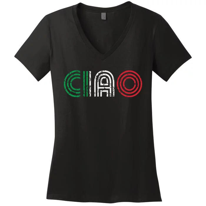 Ciao Italian Italia Italy Italiano Retro Hello Family Women's V-Neck T-Shirt