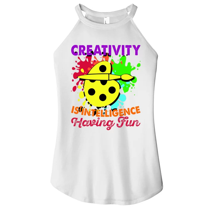 Creativity Is Intelligence Having Fun Women’s Perfect Tri Rocker Tank