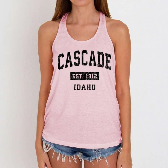 Cascade Idaho Id Vintage Sports Established Women's Knotted Racerback Tank