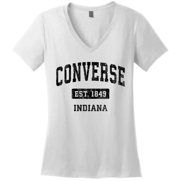 Convers.E Indiana In Vintage Sports Established Design Women's V-Neck T-Shirt