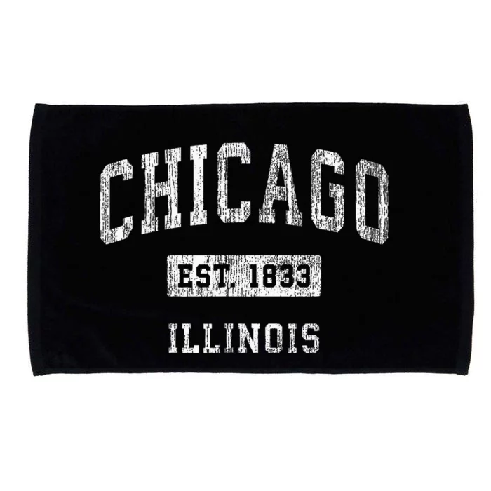 Chicago Illinois IL Vintage Athletic Sports Microfiber Hand Towel