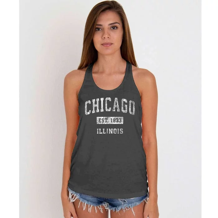 Chicago Illinois IL Vintage Athletic Sports Women's Knotted Racerback Tank