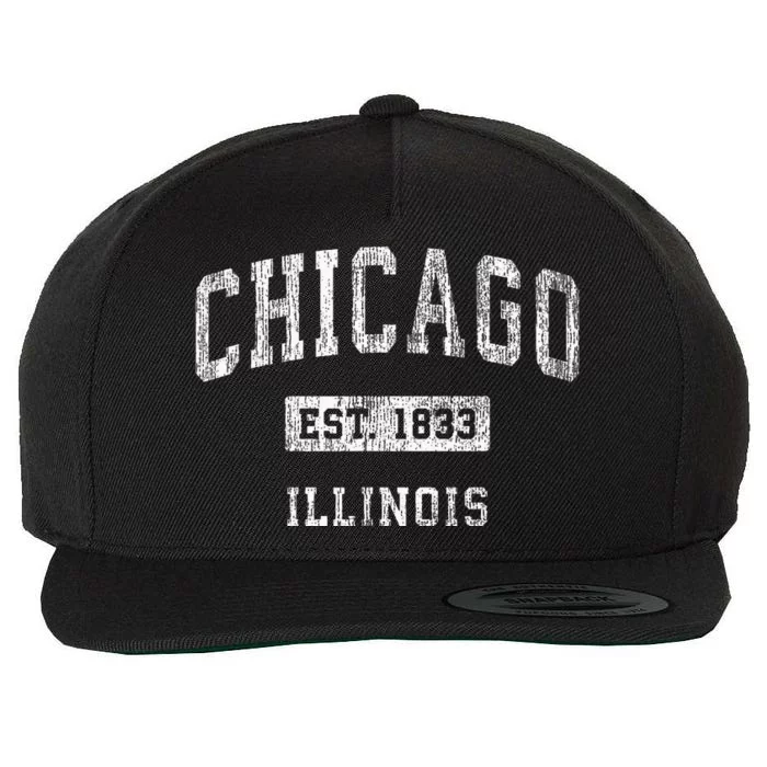 Chicago Illinois IL Vintage Athletic Sports Wool Snapback Cap