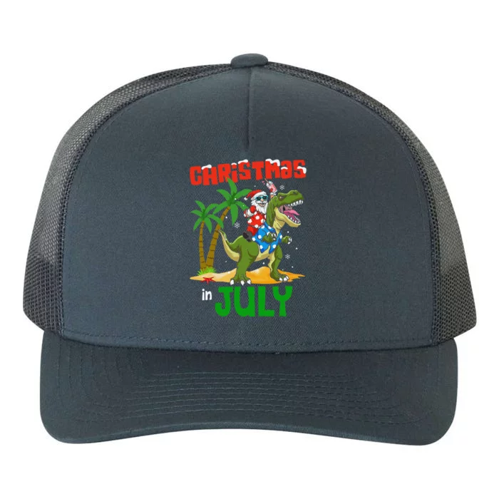 Christmas In July Santa Dinosaur Rex Dino Yupoong Adult 5-Panel Trucker Hat