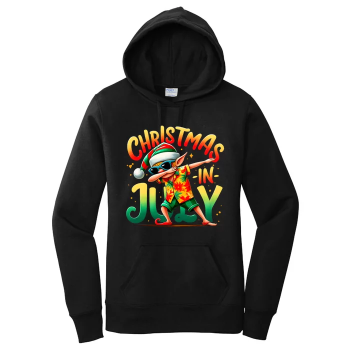 Christmas In July Elf Funny Dabbing Elf Christmas Tree Women's Pullover Hoodie