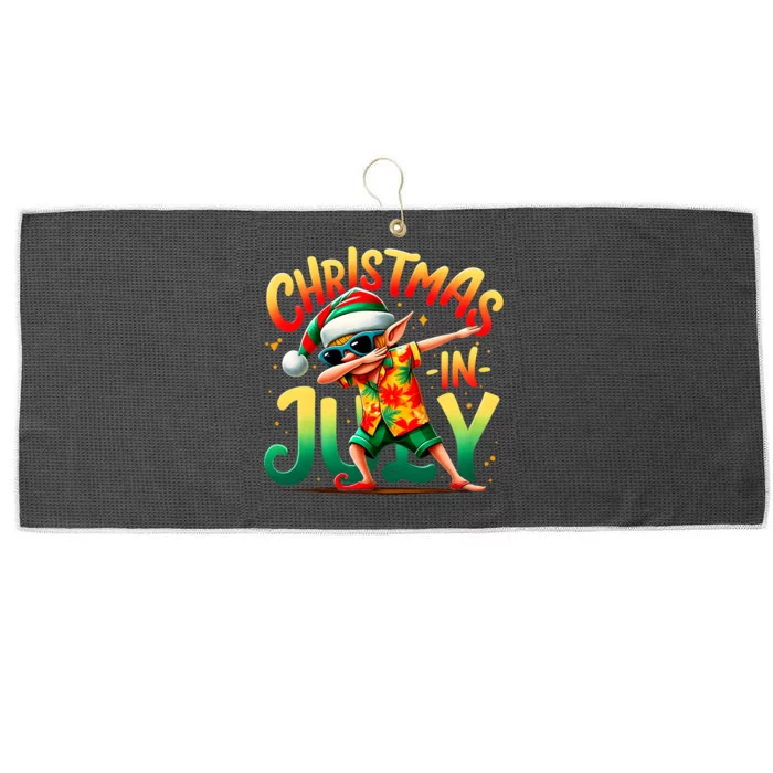 Christmas In July Elf Funny Dabbing Elf Christmas Tree Large Microfiber Waffle Golf Towel