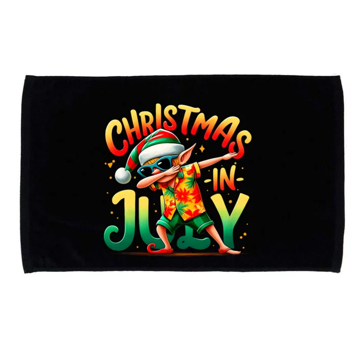 Christmas In July Elf Funny Dabbing Elf Christmas Tree Microfiber Hand Towel