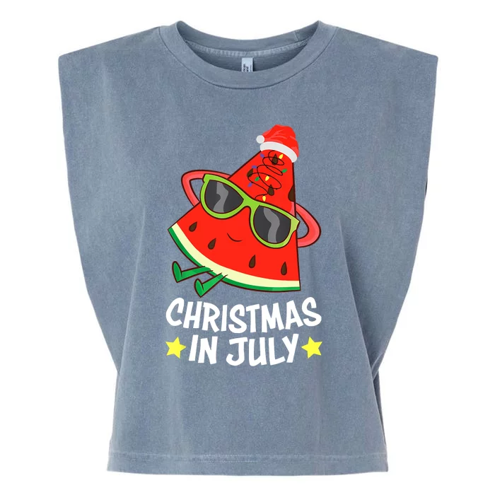 Christmas In July Watermelon Xmas Tree Summer Garment-Dyed Women's Muscle Tee