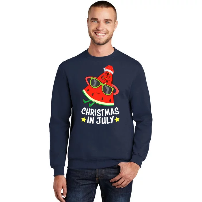 Christmas In July Watermelon Xmas Tree Summer Sweatshirt