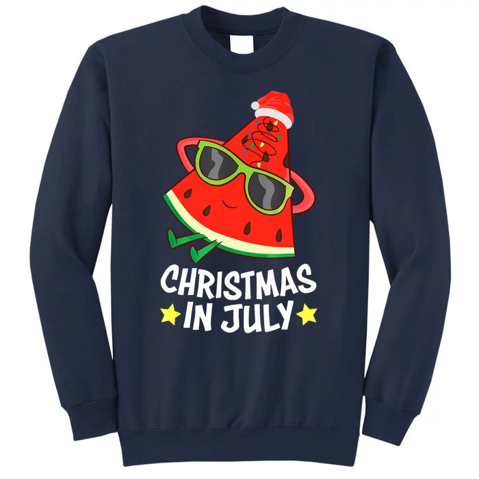 Christmas In July Watermelon Xmas Tree Summer Sweatshirt