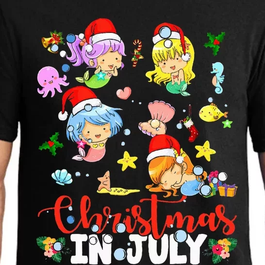 Christmas In July Santa Mermaid Lover Summer Beach Vacation Pajama Set