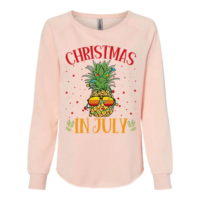 Christmas In July Pineapple Summer Holiday Womens California Wash Sweatshirt