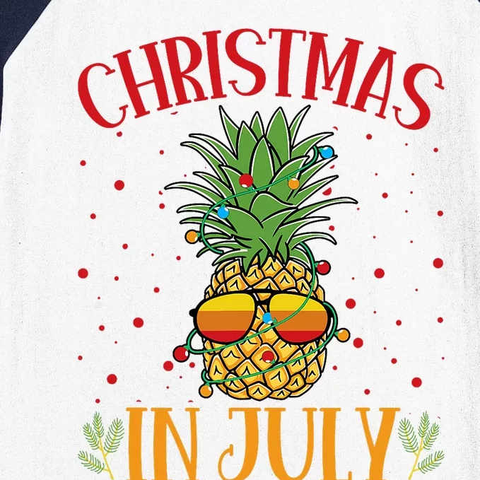 Christmas In July Pineapple Summer Holiday Baseball Sleeve Shirt