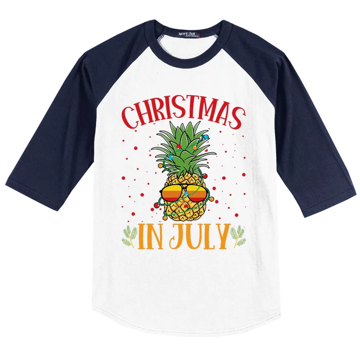 Christmas In July Pineapple Summer Holiday Baseball Sleeve Shirt