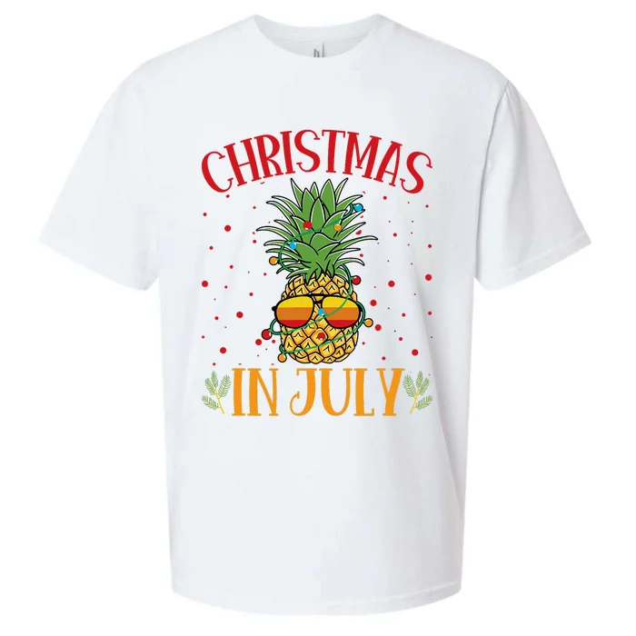 Christmas In July Pineapple Summer Holiday Sueded Cloud Jersey T-Shirt