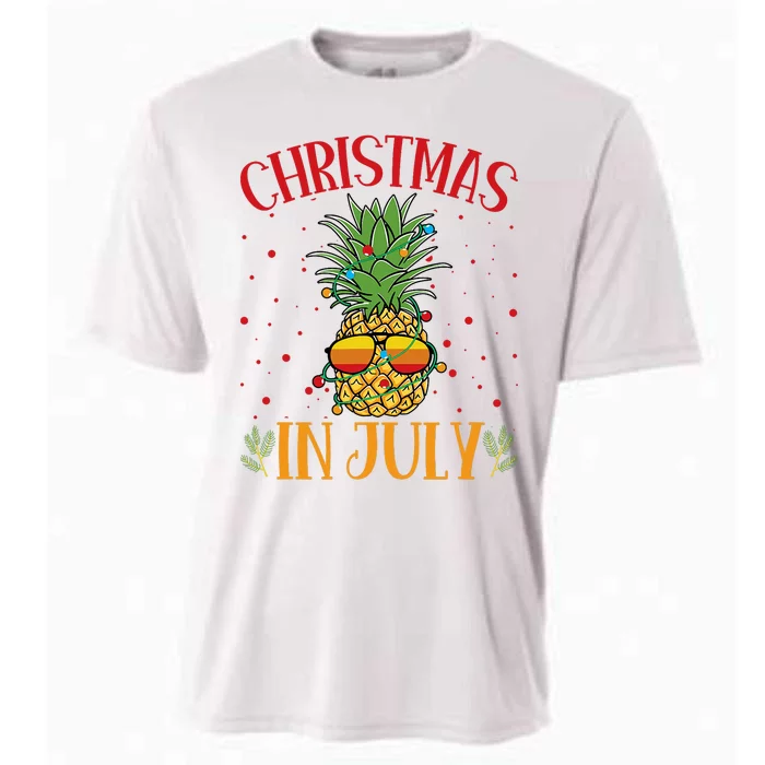 Christmas In July Pineapple Summer Holiday Cooling Performance Crew T-Shirt