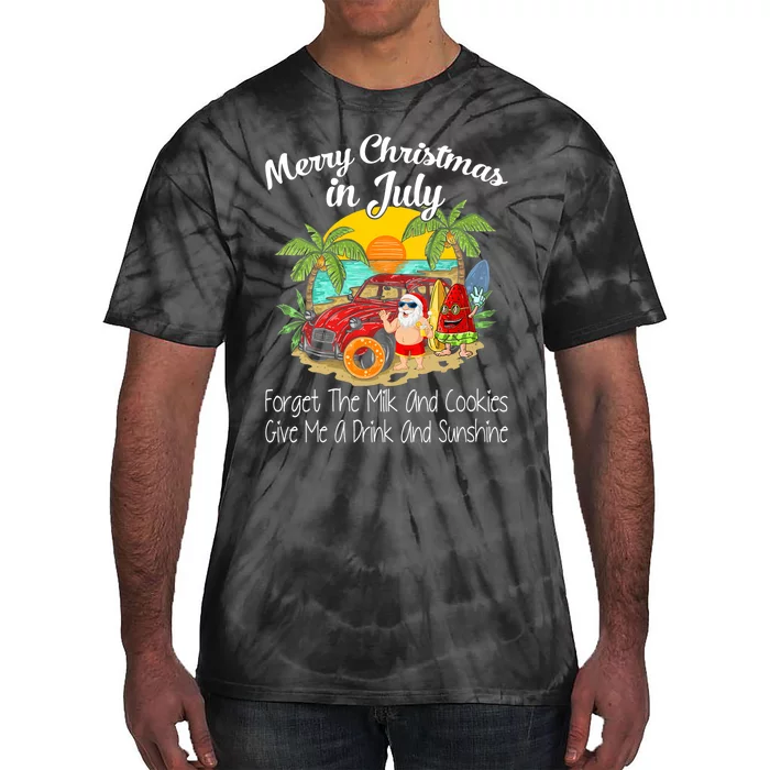 Christmas In July Pool Party Santa Vacation Tie-Dye T-Shirt